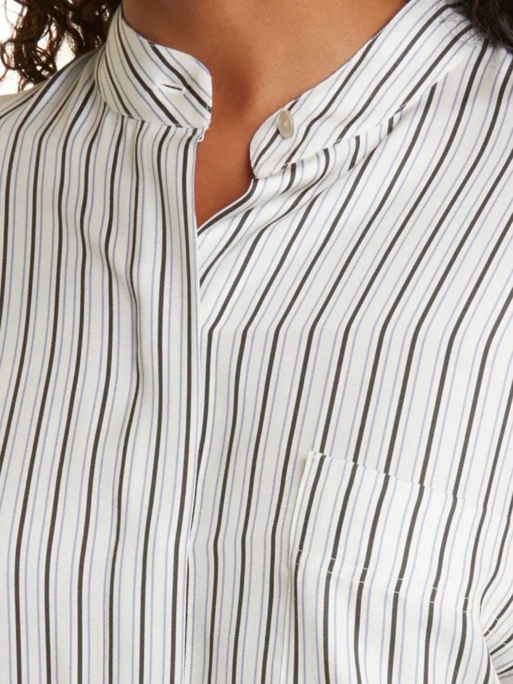 Vince Stripe Silk Blend Button-Up Blouse